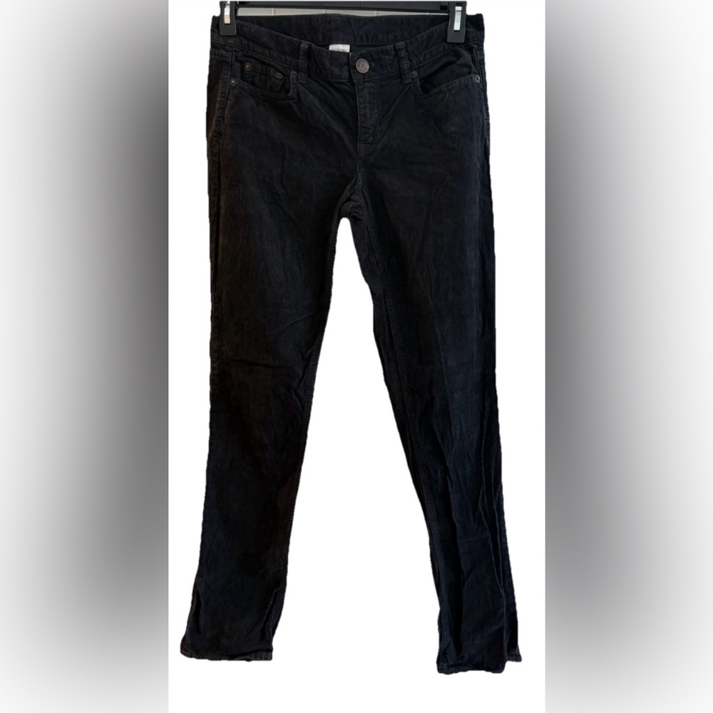 J. Crew City Fit Matchstick Black Skinny Corduroy Pants Vintage Size 27 R